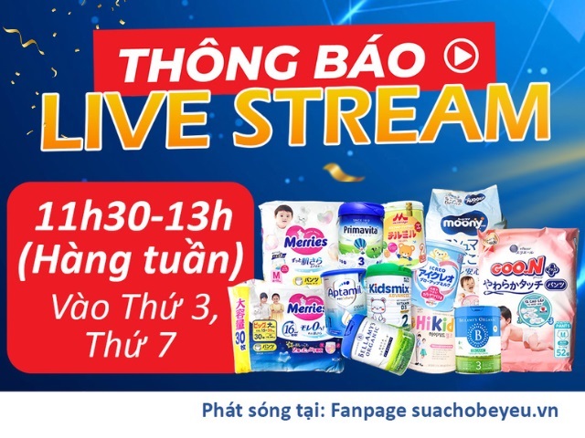 Thông báo lịch Live Stream Fanpage suachobeyeu.vn