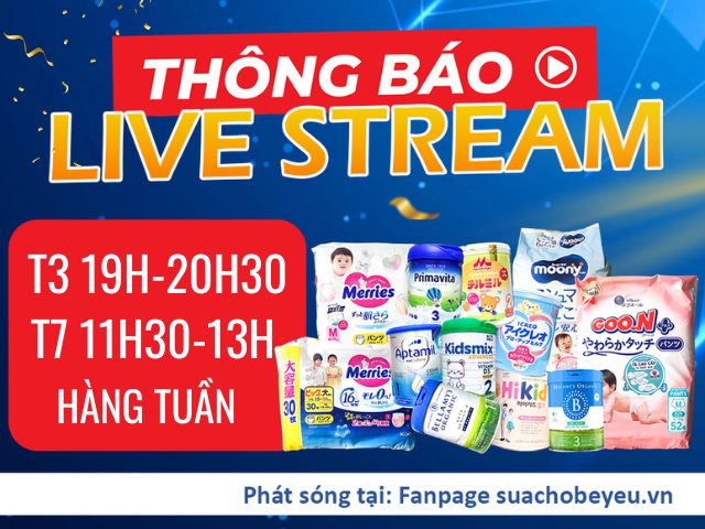 Thông báo lịch Live Stream Fanpage suachobeyeu.vn