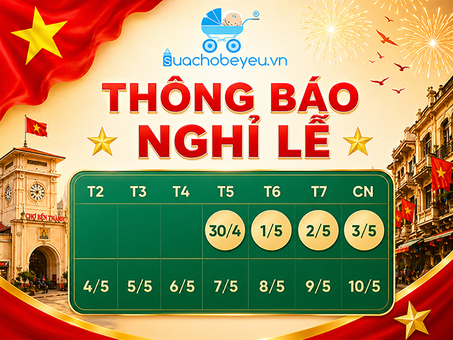 Thông báo nghỉ lễ Sữa cho bé  yêu