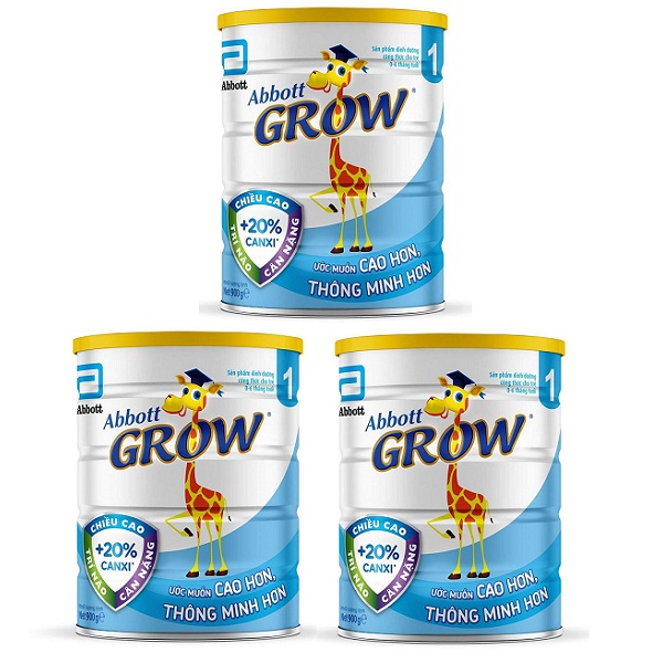 Combo 3 lon sữa Abbott Grow số 1 900g cho trẻ 0-6 tháng tuổi