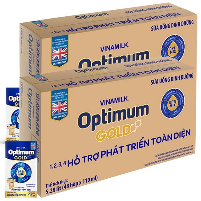Combo 2 thùng sữa Optimum Gold hộp 110ml cho trẻ từ 1 tuổi