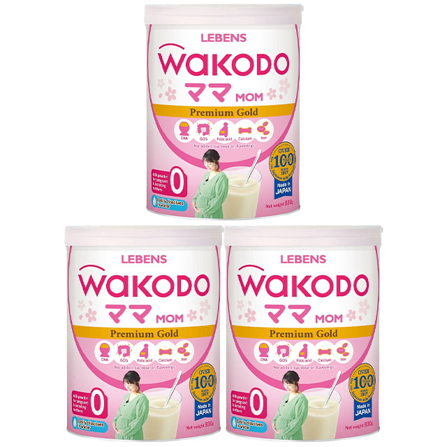 Combo 3 lon Sữa cho mẹ bầu Wakodo Mom lon 830g nhập khẩu Nhật Bản