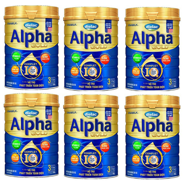 Combo 6 lon sữa Dielac Alpha Gold số 3 850g cho trẻ 1-2 tuổi