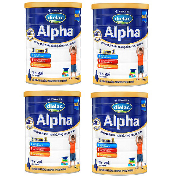 Combo 4 lon sữa Dielac Alpha số 4 1.5kg cho trẻ 2-6 tuổi