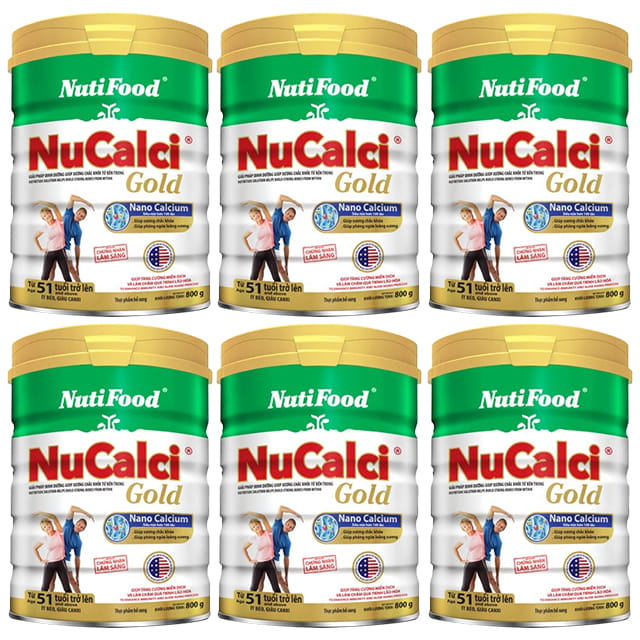 Combo 6 lon Sữa Nucalci Gold lon 800g cho người từ 51 tuổi