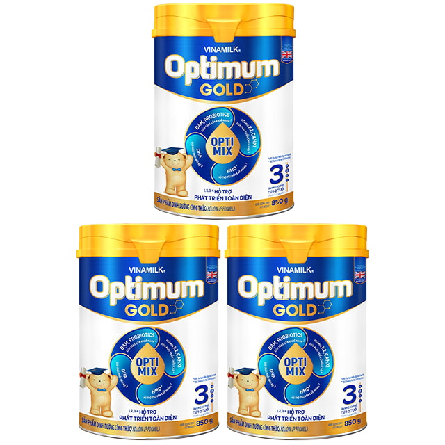 Combo 3 lon sữa Optimum Gold số 3 850g cho trẻ 1-2 tuổi