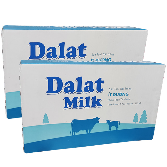 Combo 2 thùng Sữa Tươi Tiệt Trùng Dalatmilk Ít đường Hộp 110ml