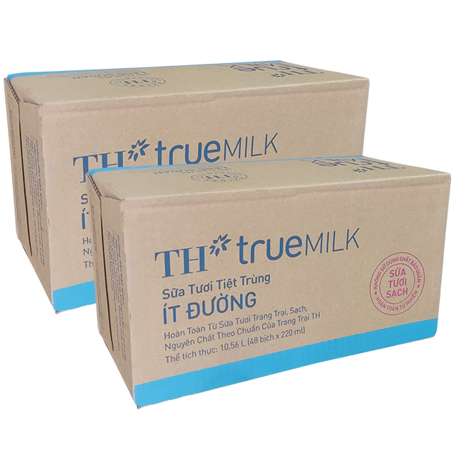 Combo 2 thùng Sữa tươi TH Milk ít đường bịch 220ml