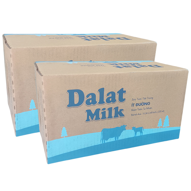 Combo 2 thùng Sữa Tươi Tiệt Trùng Dalatmilk Ít Đường Bịch 220ml