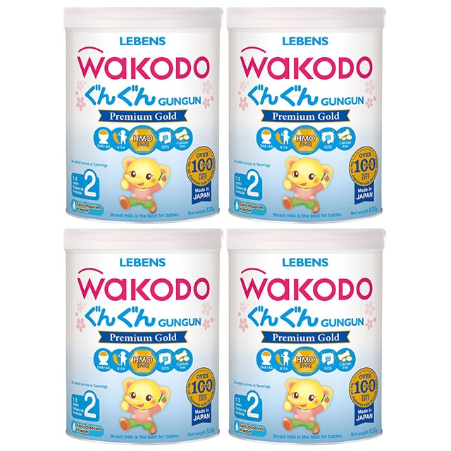 Combo 4 lon Sữa Wakodo số 2  830g cho trẻ 1-3 tuổi