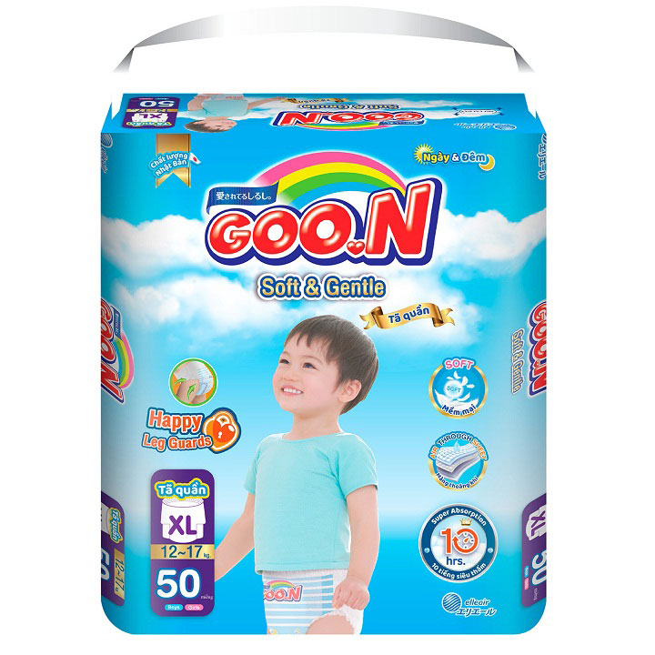 Combo 2 bich Tã quần Goon Soft and Gentle XL 50 miếng, 12-17kg