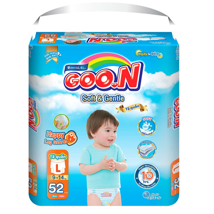 Combo 2 bịch tã quần Goon Soft and Gentle Size L 52 miếng, trẻ 9-14kg