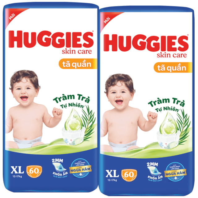 Combo 2 bịch Tã quần Huggies size XL 60 miếng cho trẻ 12-17kg