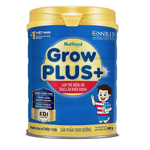 Sữa NutiFood Grow Plus + Xanh lon 1.5kg cho trẻ trên 1 tuổi