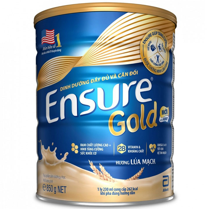 Sữa bột Ensure Gold lon 850g hương lúa mạch