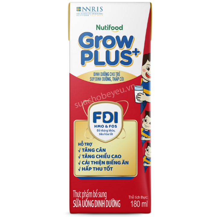 Thùng sữa bột pha sẵn Nuti Grow Plus + Đỏ hộp 180ml