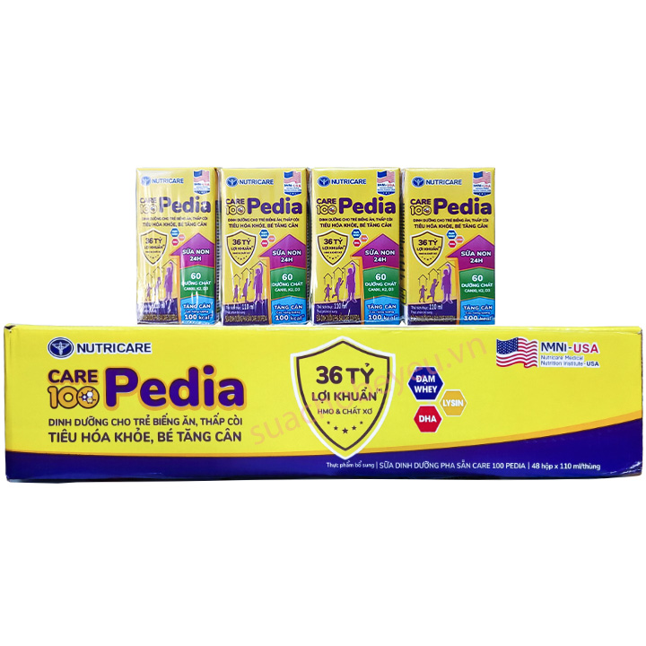 Thùng Sữa Care 100 Pedia hộp 110ml cho trẻ biếng ăn