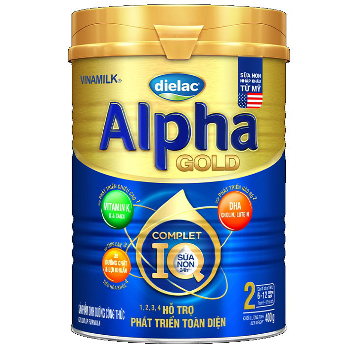 Sữa Dielac Alpha Gold số 2 lon 400g cho trẻ 6-12 tháng