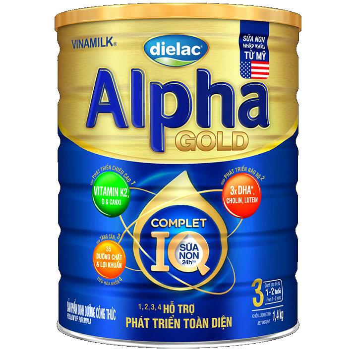 Sữa Dielac Alpha Gold số 3 lon 1.4kg cho trẻ 1-2 tuổi