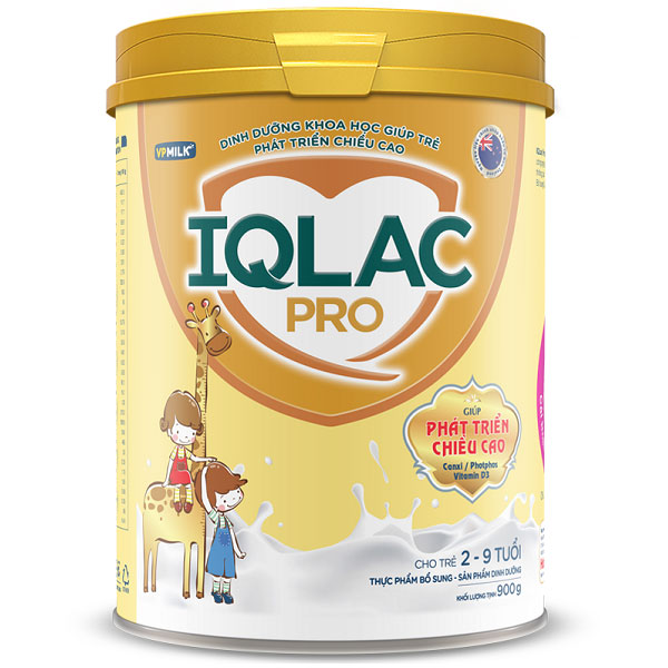 Sữa IQlac Pro Phát triển chiều cao lon 900g cho trẻ 2-9 tuổi
