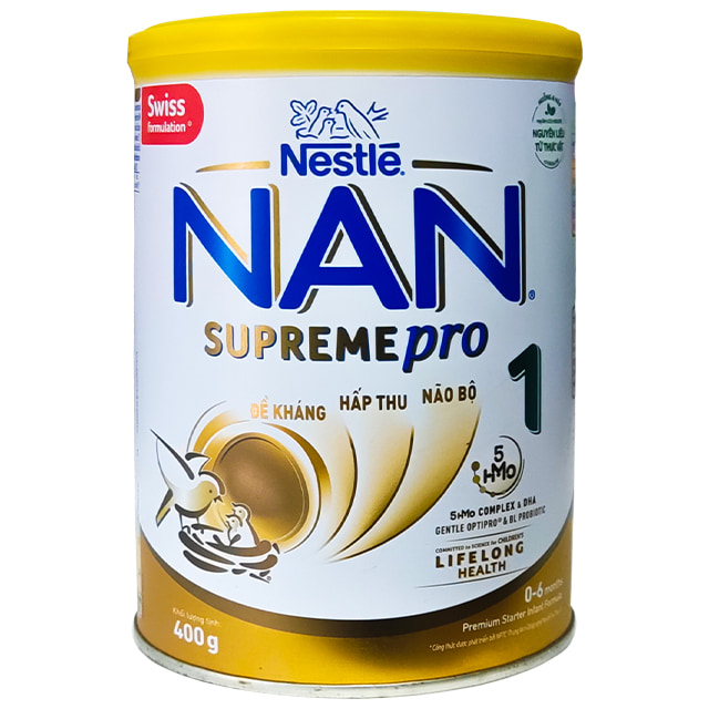 Sữa bột Nan Supreme Pro 1 lon 400g cho trẻ 0-6 tháng