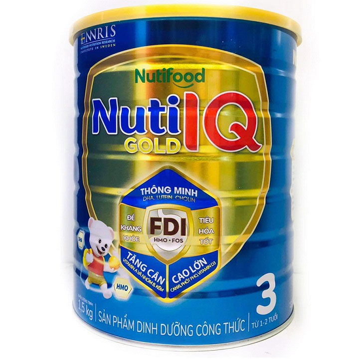 Sữa Nuti IQ Gold số 3 lon 1.5kg, cho trẻ 1-2 tuổi