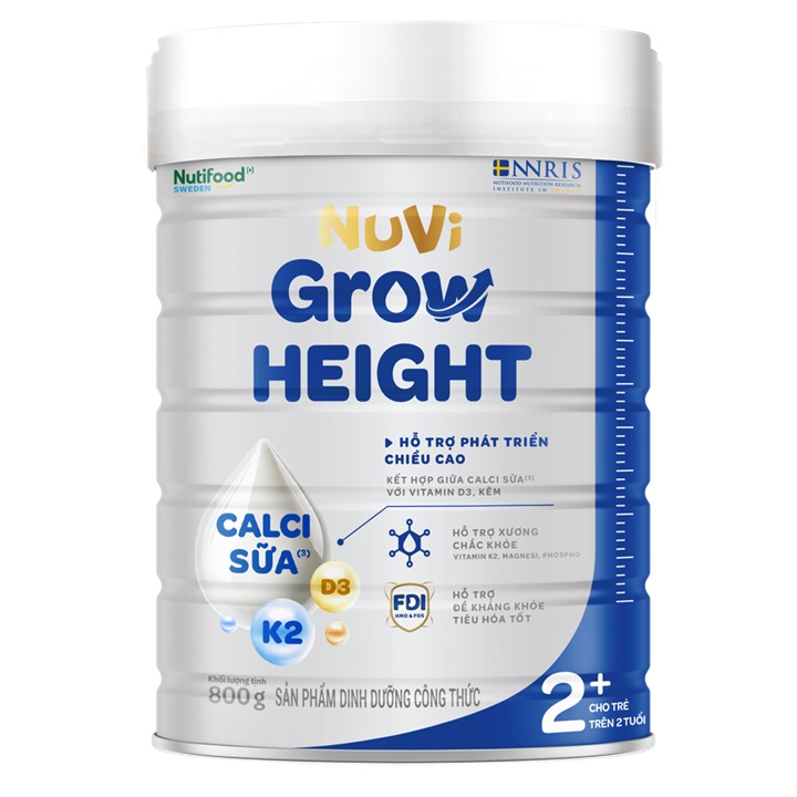 Combo 6 lon Sữa Nuvi Grow Height 2+ tăng chiều cao cho trẻ trên 2 tuổi