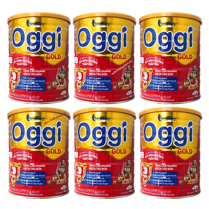 Combo 6 lon Sữa bột Oggi Gold 900g cho trẻ suy dinh dưỡng
