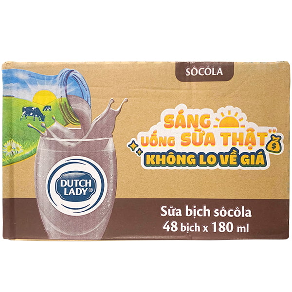 Sữa tiệt trùng Cô Gái Hà Lan hương socola bịch 180ml