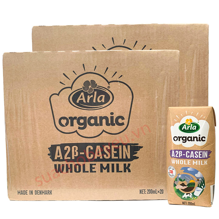 Combo 2 thùng Sữa tươi nguyên kem Arla Organic A2 hộp 200ml