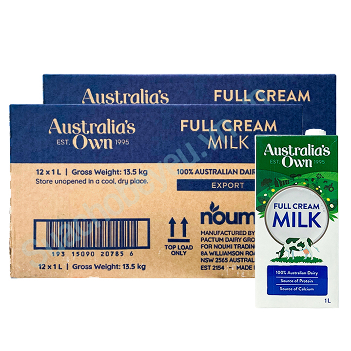 Combo 2 Sữa tươi Australia's Own Milk Úc nguyên kem  hộp 1 Lít