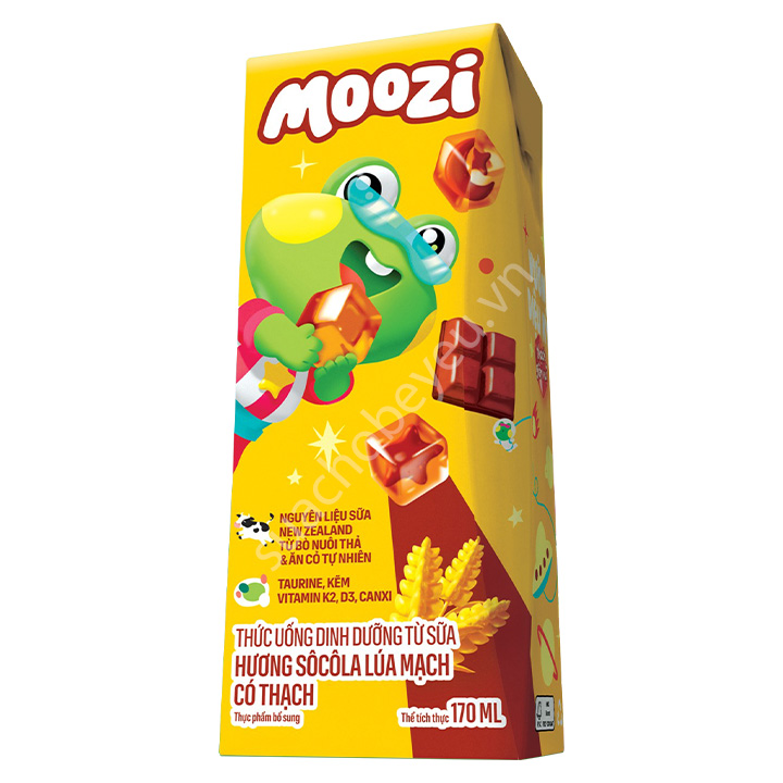 Thùng sữa tươi thạch Moozi hương socola lúa mạch hộp 170ml