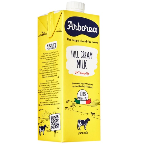 Thùng sữa tươi nguyên kem Arborea hộp 1 lít nhập khẩu Ý