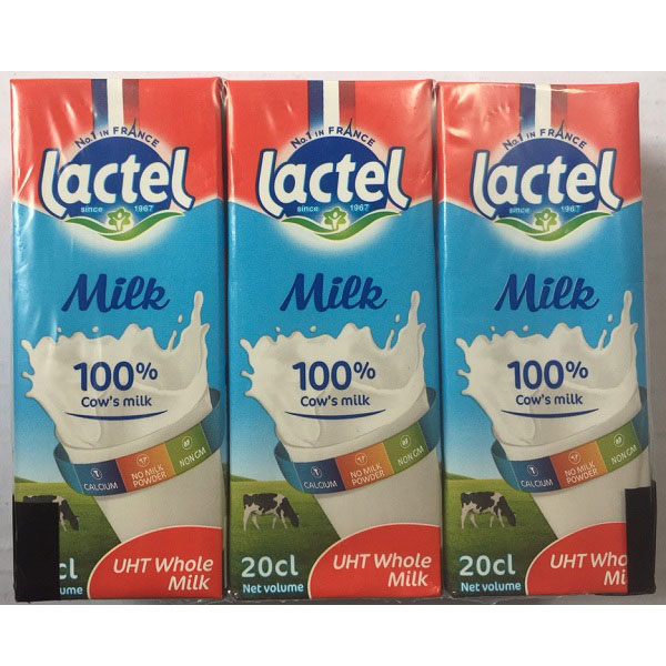 Thùng sữa tươi nguyên kem Lactel Pháp hộp 200ml