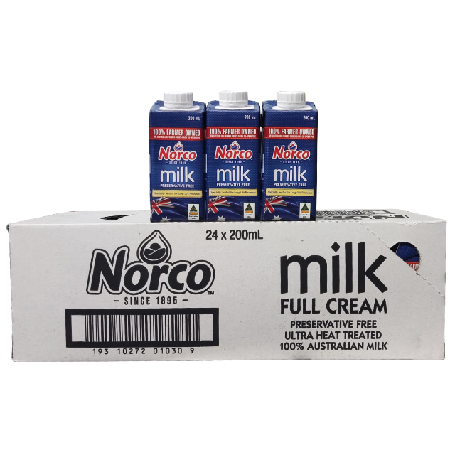 Thùng sữa tươi nguyên kem Norco Úc hộp 200ml