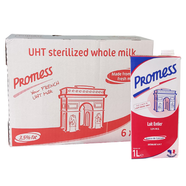 Thùng Sữa tươi nguyên kem Promess Pháp 6 hộp 1 lít