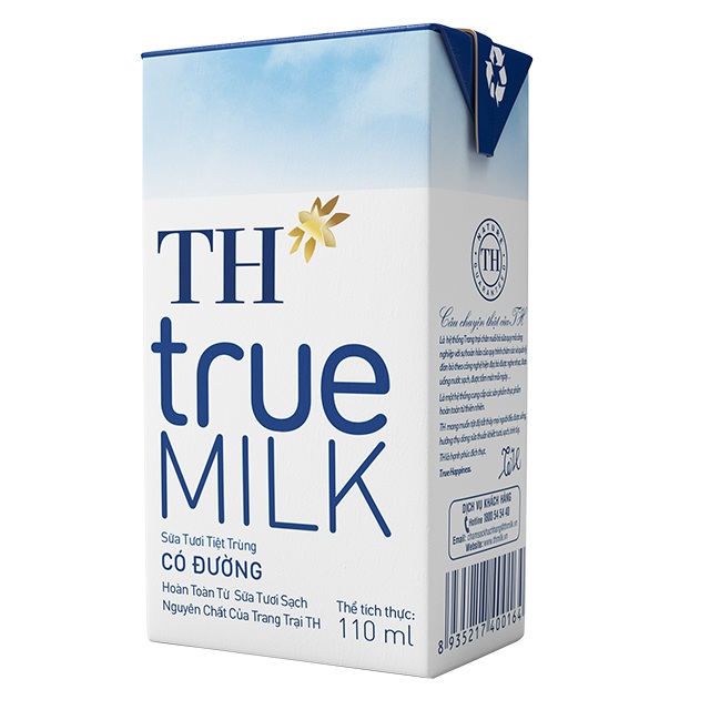 Thùng sữa tươi TH True Milk có đường hộp 110ml