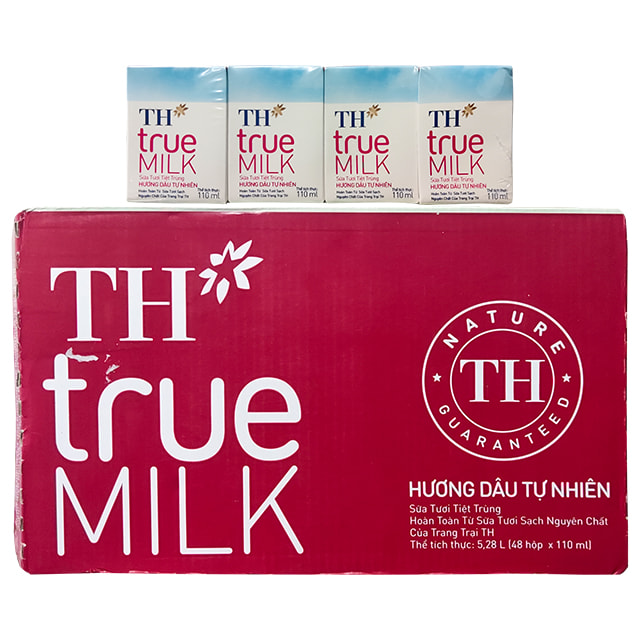 Thùng sữa tươi TH True Milk hương dâu hộp 110ml