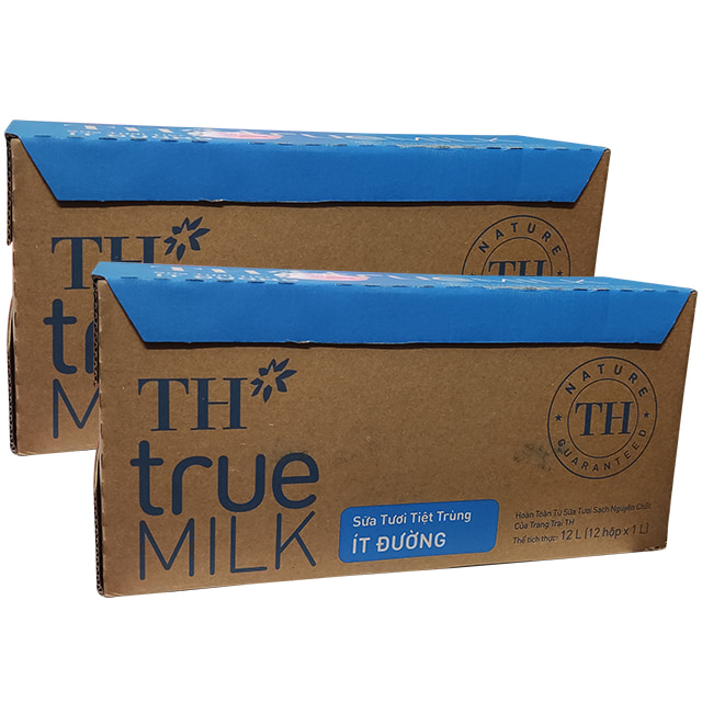 Combo 2 thùng Sữa Tươi TH True Milk Ít Đường hộp 1 Lít