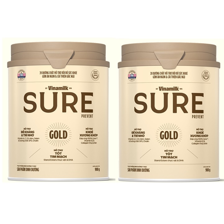 Combo 2 lon 900g sữa Vinamilk Sure Prevent Gold