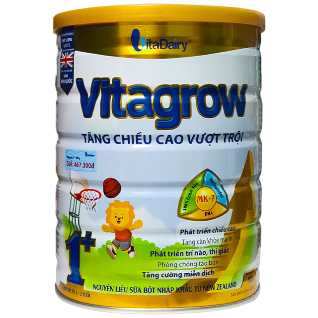 Sữa Vitagrow 1+ Tăng Chiều Cao Cho Trẻ Từ 1-2 tuổi, lon 900g