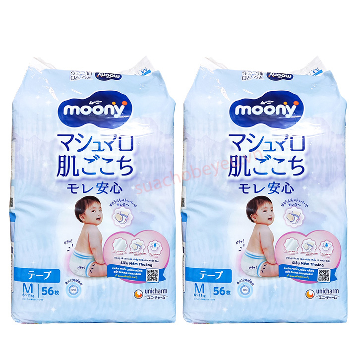 Combo 2 bịch Tã Dán Moony size M 56 miếng