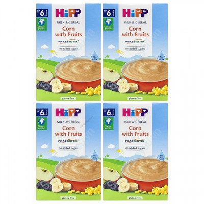 Combo 4 hộp Bột sữa Hipp Organic Corn with Fruits bột sữa và ngũ cốc ngô, hoa quả