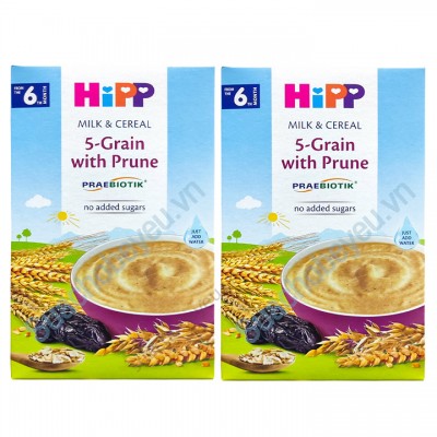 Combo 2 hộp bột ăn dặm Hipp ngũ cốc với mận tây 5-Grain with Prune