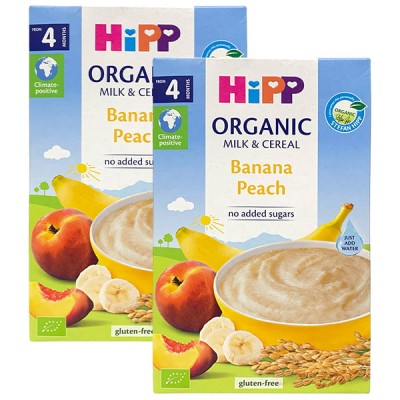 Combo 2 hộp Bột ăn dặm Hipp Organic chuối đào Banana Peach