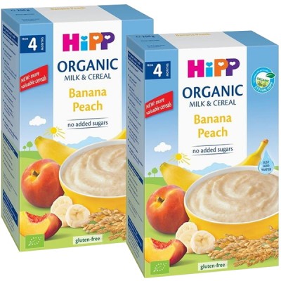 Combo 2 hộp Bột ăn dặm Hipp Organic chuối đào Banana Peach