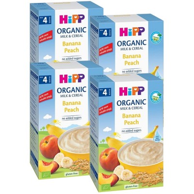 Combo 4 hộp Bột ăn dặm Hipp Organic chuối đào Banana Peach