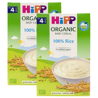 Combo 2 Bột ăn dặm Hipp bột ngũ cốc gạo nhũ nhi 100% Rice