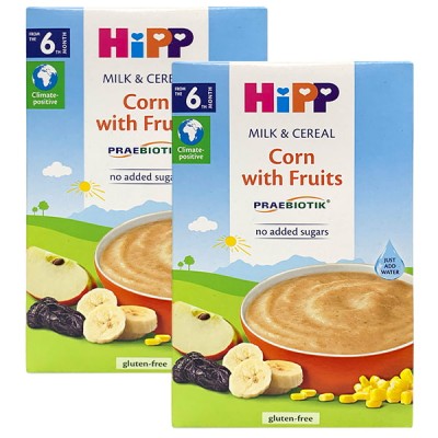 Combo 2 Bột sữa Hipp Organic Corn with Fruits bột sữa và ngũ cốc ngô, hoa quả