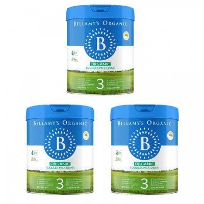 Combo 3 lon Sữa Úc Bellamy's Organic 8 HMOs số 3 lon 800g cho trẻ 1-3 tuổi